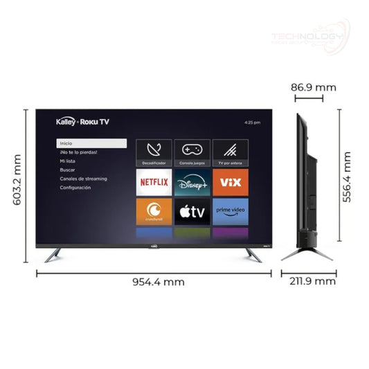 TV KALLEY 43" Pulgadas 109 cm K-RTV43FHD Smart TV Roku TV
