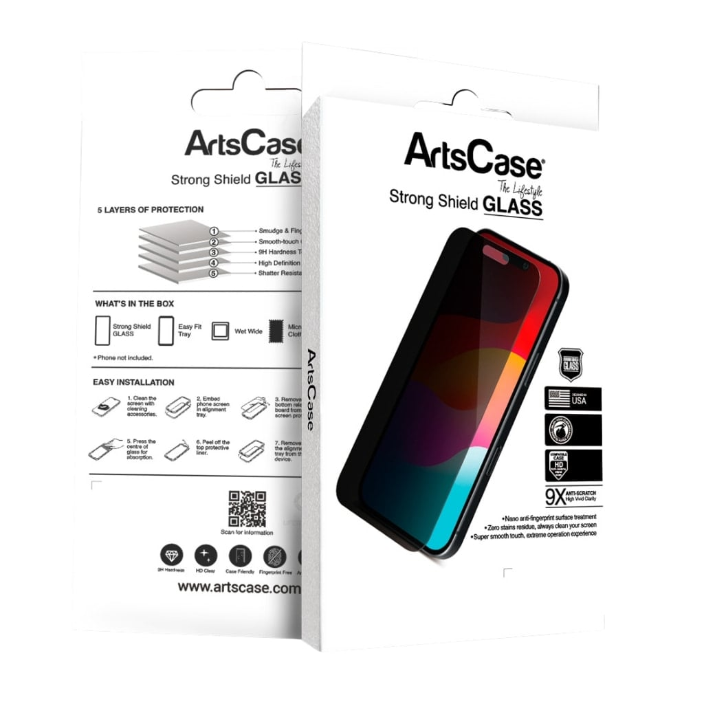 ArtsCase Vidrio Elite Privacy Glass para iPhone 16 Pro Max - Protector de Pantalla de Privacidad, Dureza 9H